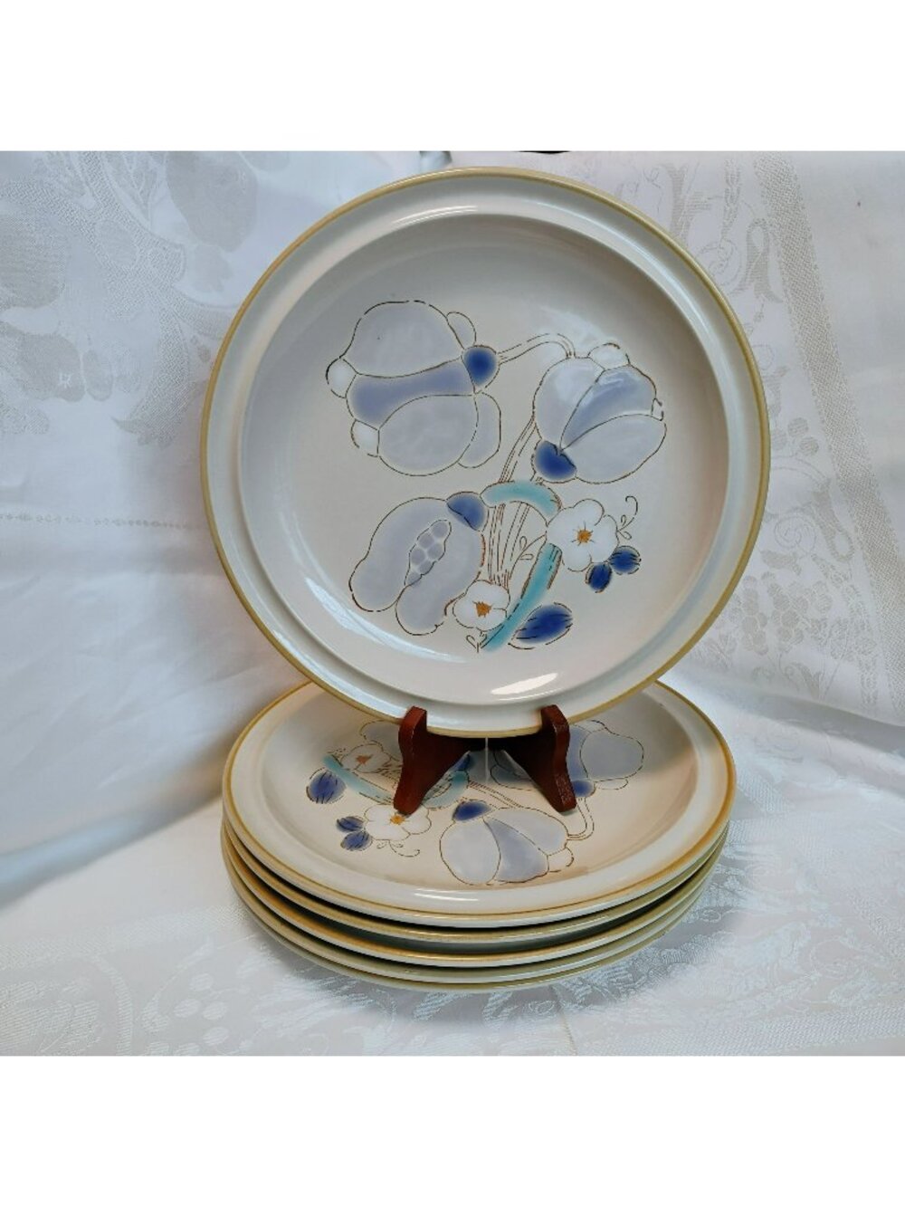 International China Ocala WhiteStone Dinner Plates, Set of 6, Vintage Stoneware